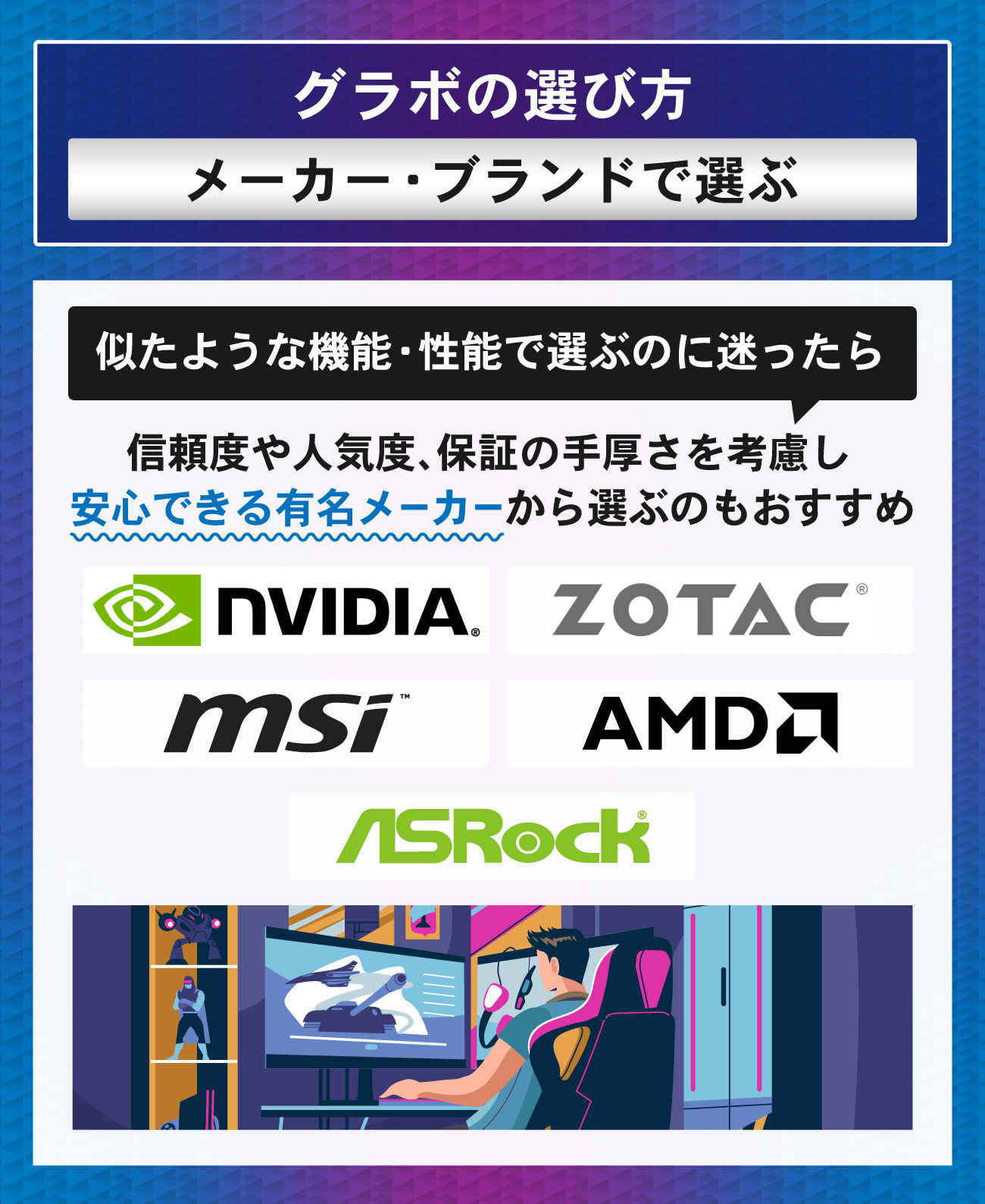 グラフィックボードの選び方：メーカー・ブランドで選ぶ