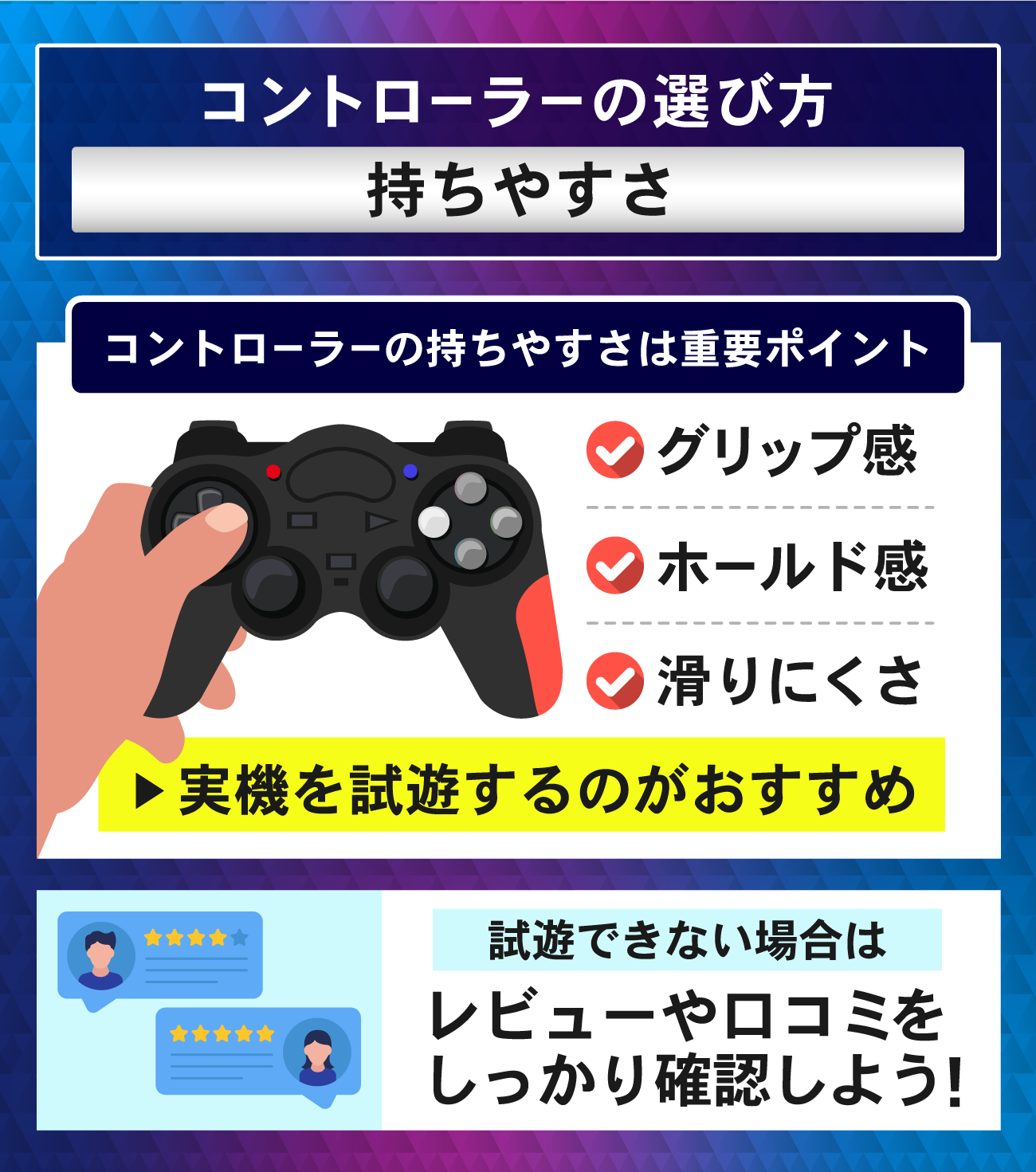 Switchコントローラーの選び方：持ちやすさ