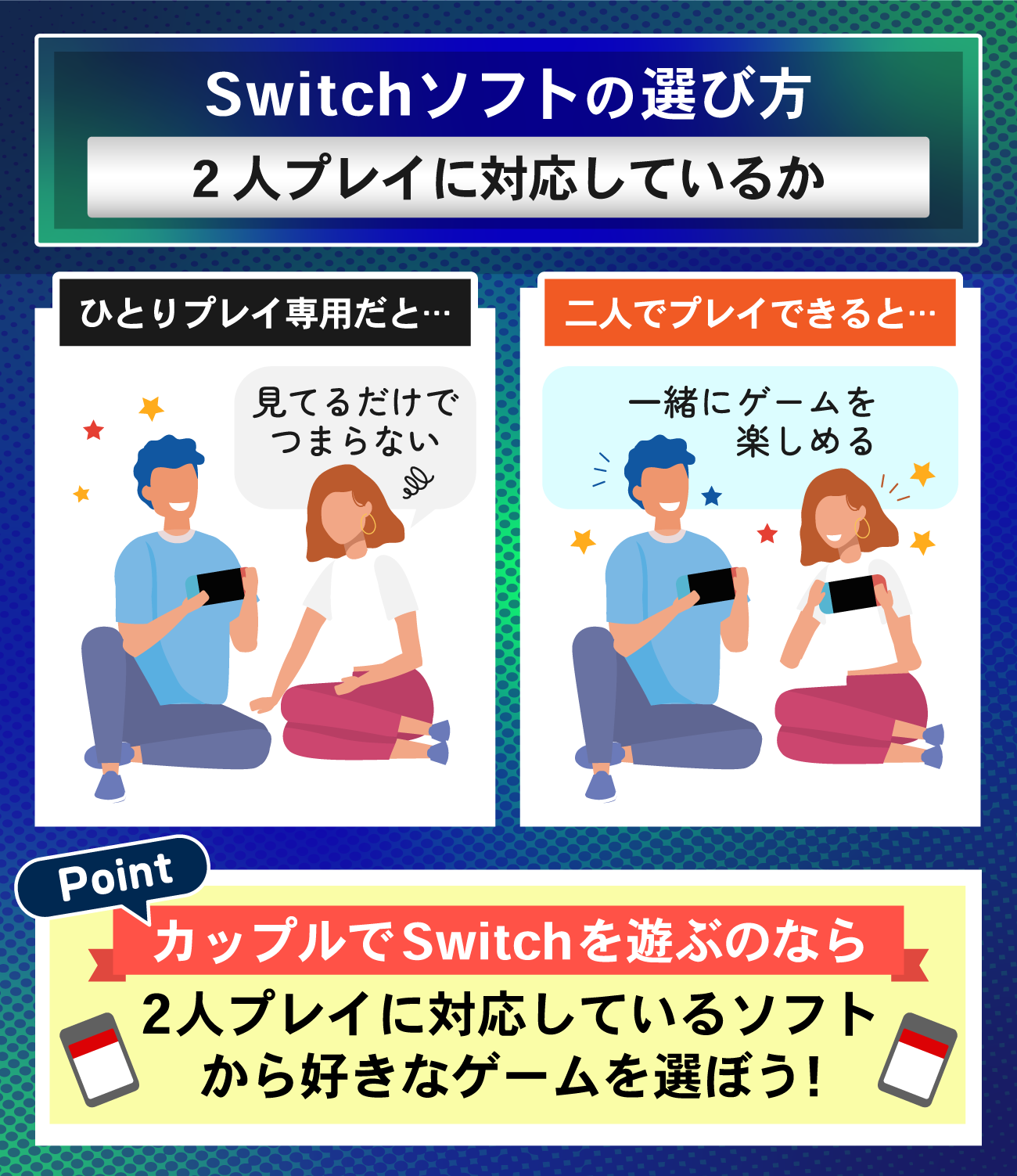 Switchソフトの選び方：2人プレイに対応しているか