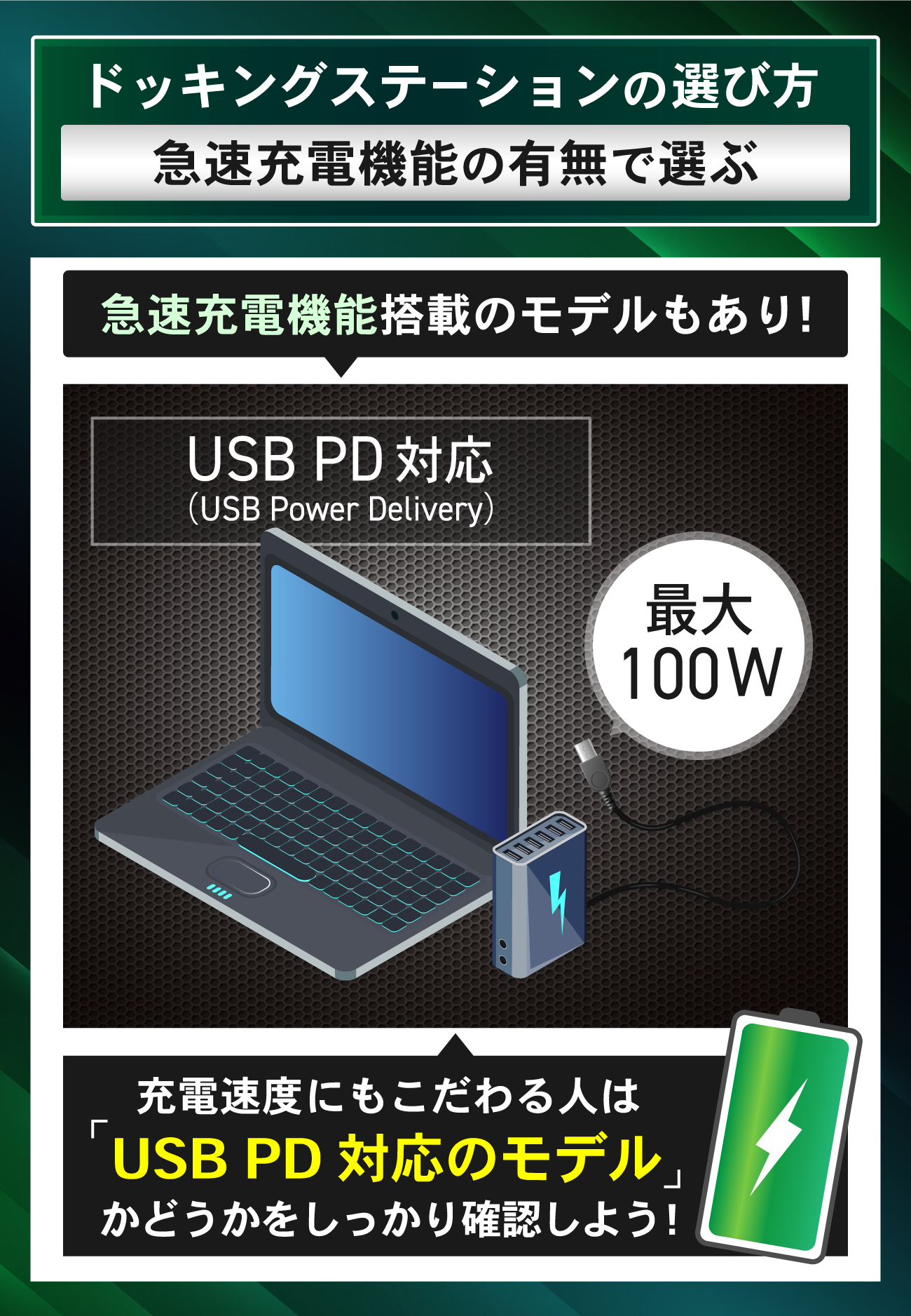 最強のドッキングステーションの選び方：急速充電機能の有無で選ぶ